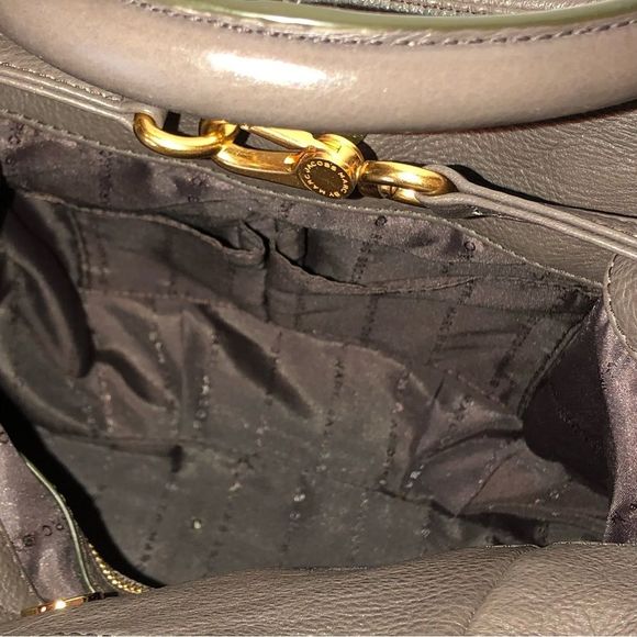 MARC JACOBS Grey Leather Top Handle Crossbody Women’s Workwear Satchel Tote - Picture 9 of 17